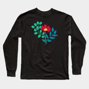 Colorful red flower design Long Sleeve T-Shirt